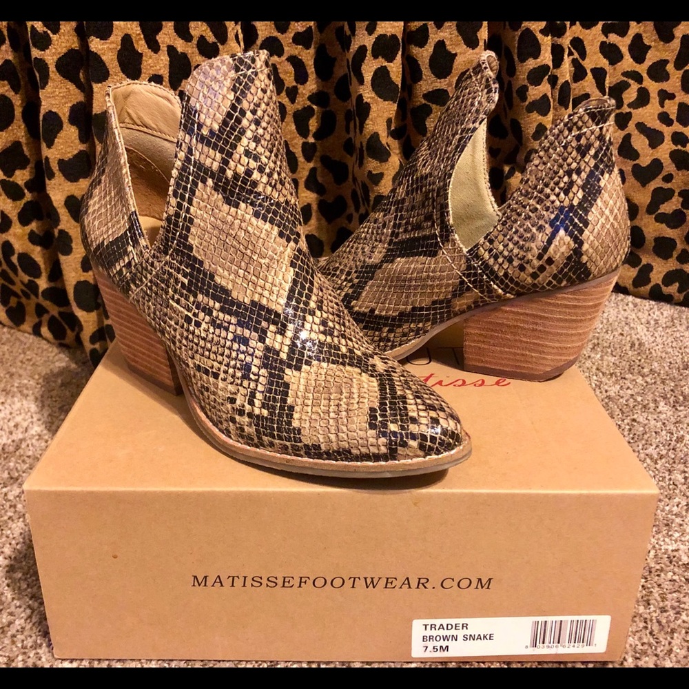 Snakeskin booties